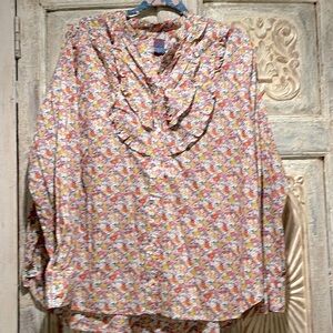 NWOT J.Crew Band-collar ruffle-front shirt in Liberty® Libby floral /3X/